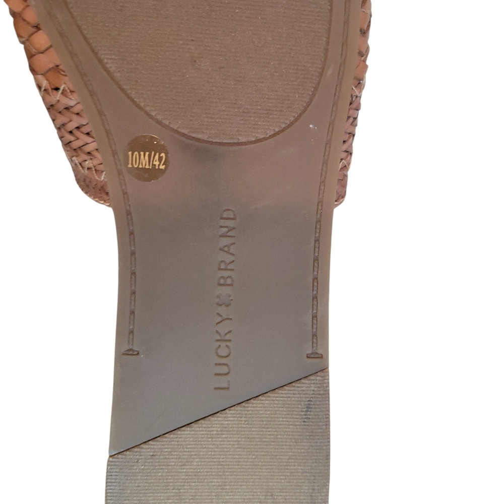 Lucky Brand Woven Leather Mule Loafers Tan Brown Slip On Size 10 Boho Coastal - Picture 8 of 8